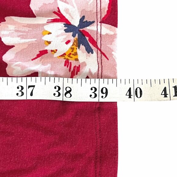 Old Navy Faux-Wrap Jersey Dress Women Size Large Burgundy Floral Waist-Defined - Picture 15 of 15